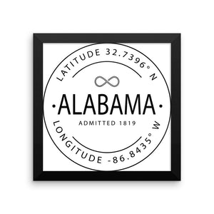 Alabama - Framed Print - Latitude & Longitude