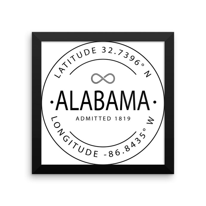 Alabama - Framed Print - Latitude & Longitude