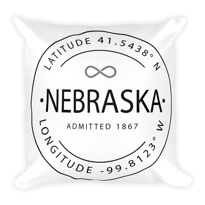 Nebraska - Throw Pillow - Latitude & Longitude