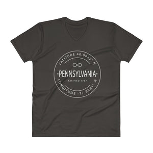 Pennsylvania - V-Neck T-Shirt - Latitude & Longitude