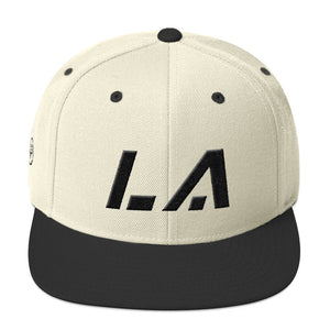 Louisiana - Flat Brim Hat - Black Embroidery - LA - Many Hat Color Options Available