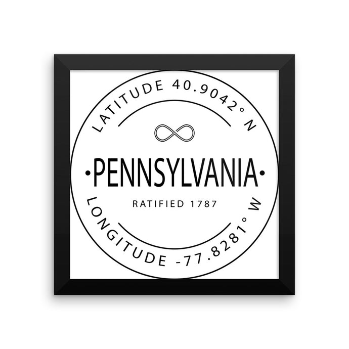Pennsylvania - Framed Print - Latitude & Longitude