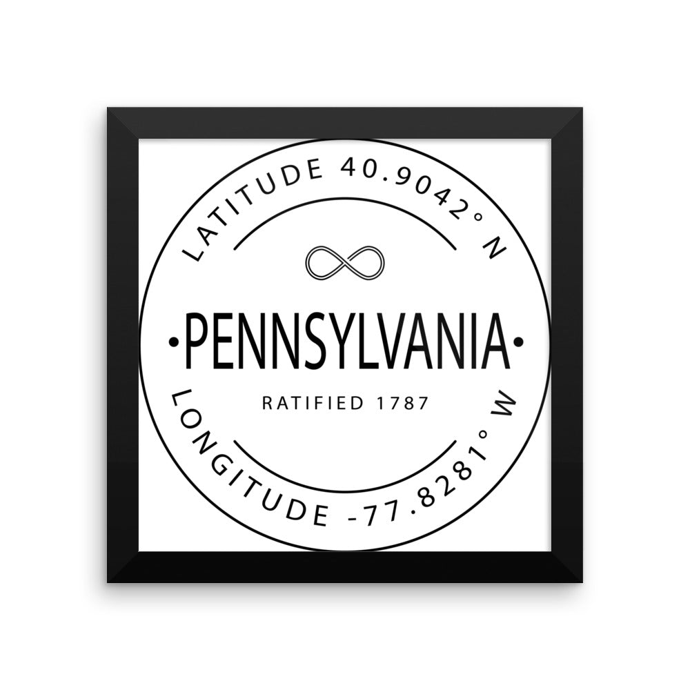 Pennsylvania - Framed Print - Latitude & Longitude
