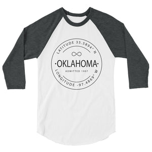 Oklahoma - 3/4 Sleeve Raglan Shirt - Latitude & Longitude