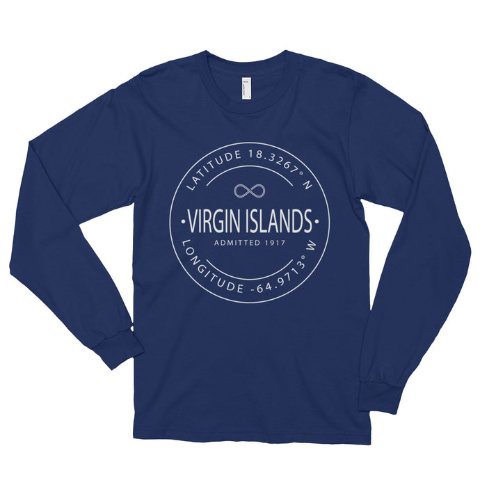 Virgin Islands - Long sleeve t-shirt (unisex) - Latitude & Longitude