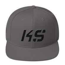 Kansas - Flat Brim Hat - Black Embroidery - KS - Many Hat Color Options Available