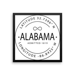 Alabama - Framed Print - Latitude & Longitude