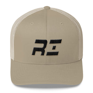 Rhode Island - Mesh Back Trucker Cap - Black Embroidery - RI - Many Hat Color Options Available