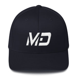 Maryland - Structured Twill Cap - White Embroidery - MD - Many Hat Color Options Available