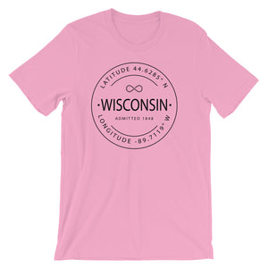 Wisconsin - Short-Sleeve Unisex T-Shirt - Latitude & Longitude