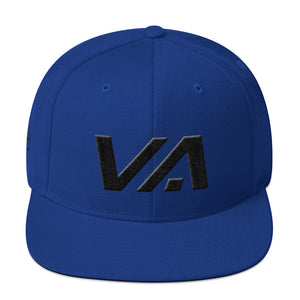 Virginia - Flat Brim Hat - Black Embroidery - VA - Many Hat Color Options Available