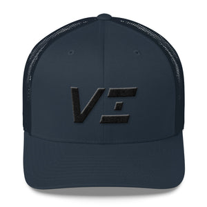 Virgin Islands - Mesh Back Trucker Cap - Black Embroidery - VI - Many Hat Color Options Available