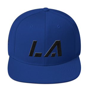 Louisiana - Flat Brim Hat - Black Embroidery - LA - Many Hat Color Options Available
