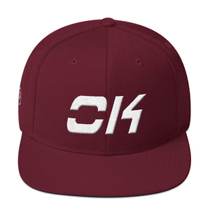 Oklahoma - Flat Brim Hat - White Embroidery - OK - Many Hat Color Options Available