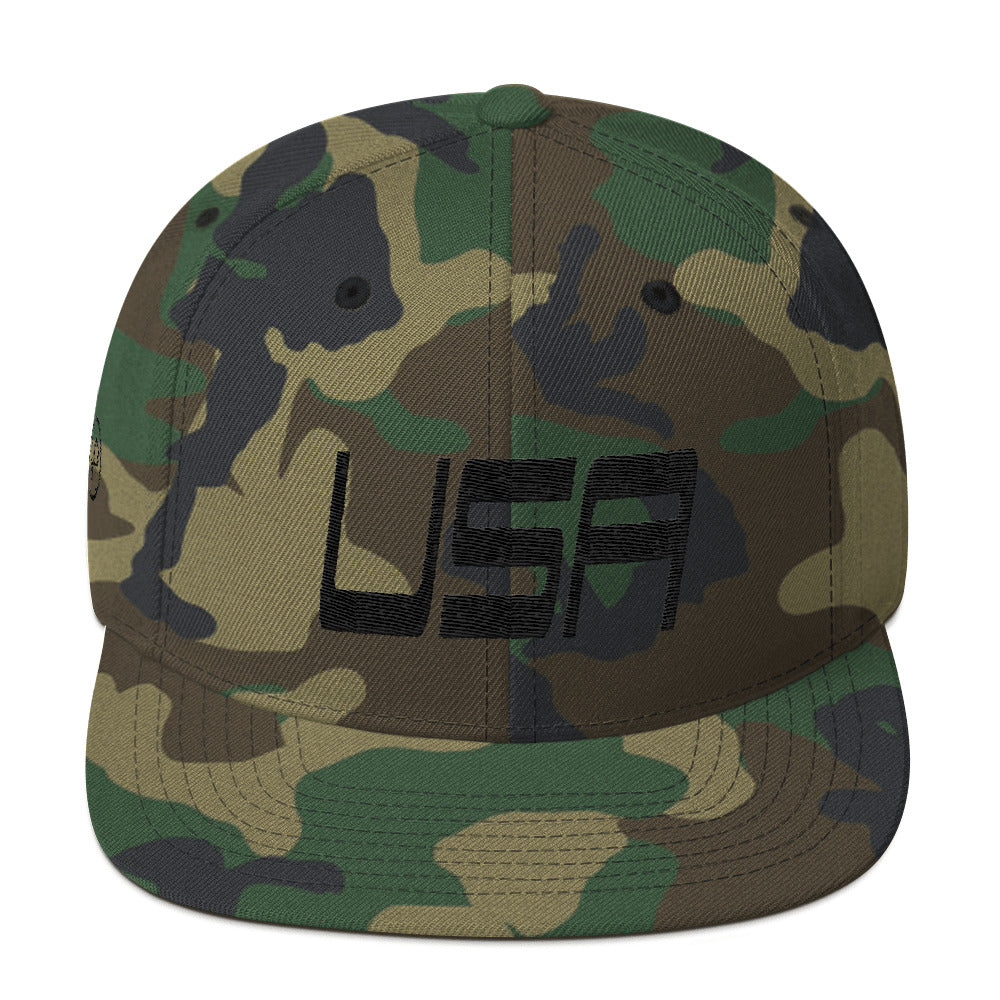 USA Designs - Embroidered Flat Brim, Snapback Hat - USA