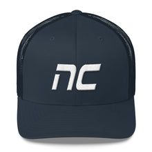 North Carolina - Mesh Back Trucker Cap - White Embroidery - NC - Many Hat Color Options Available