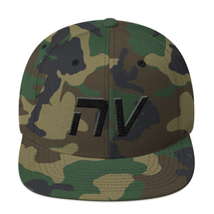 Nevada - Flat Brim Hat - Black Embroidery - NV - Many Hat Color Options Available