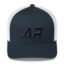 Arkansas - Mesh Back Trucker Cap - Black Embroidery - AR - Many Hat Color Options Available
