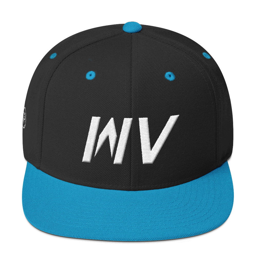 West Virginia - Flat Brim Hat - White Embroidery - WV - Many Hat Color Options Available