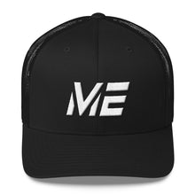 Maine - Mesh Back Trucker Cap - White Embroidery - ME - Many Hat Color Options Available