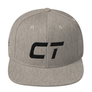 Connecticut - Flat Brim Hat - Black Embroidery - CT - Many Hat Color Options Available