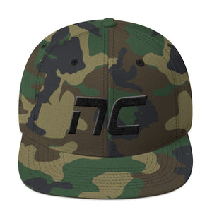North Carolina - Flat Brim Hat - Black Embroidery - NC - Many Hat Color Options Available
