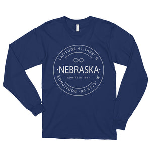 Nebraska - Long sleeve t-shirt (unisex) - Latitude & Longitude