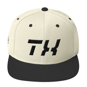 Texas - Flat Brim Hat - Black Embroidery - TX - Many Hat Color Options Available