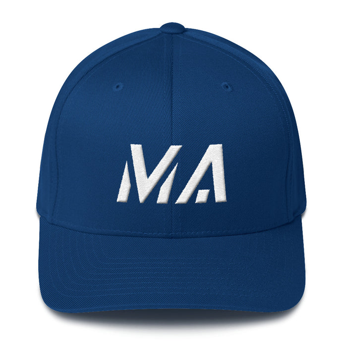 Massachusetts - Structured Twill Cap - White Embroidery - MA - Many Hat Color Options Available