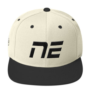 Nebraska - Flat Brim Hat - Black Embroidery - NE - Many Hat Color Options Available