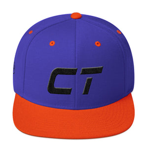 Connecticut - Flat Brim Hat - Black Embroidery - CT - Many Hat Color Options Available