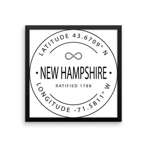 New Hampshire - Framed Print - Latitude & Longitude