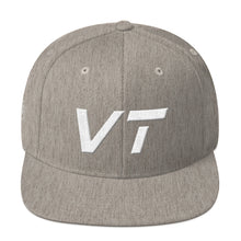 Vermont - Flat Brim Hat - White Embroidery - VT - Many Hat Color Options Available