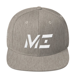 Michigan - Flat Brim Hat - White Embroidery - MI - Many Hat Color Options Available
