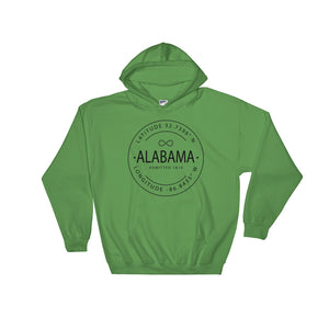 Alabama - Hooded Sweatshirt - Latitude & Longitude