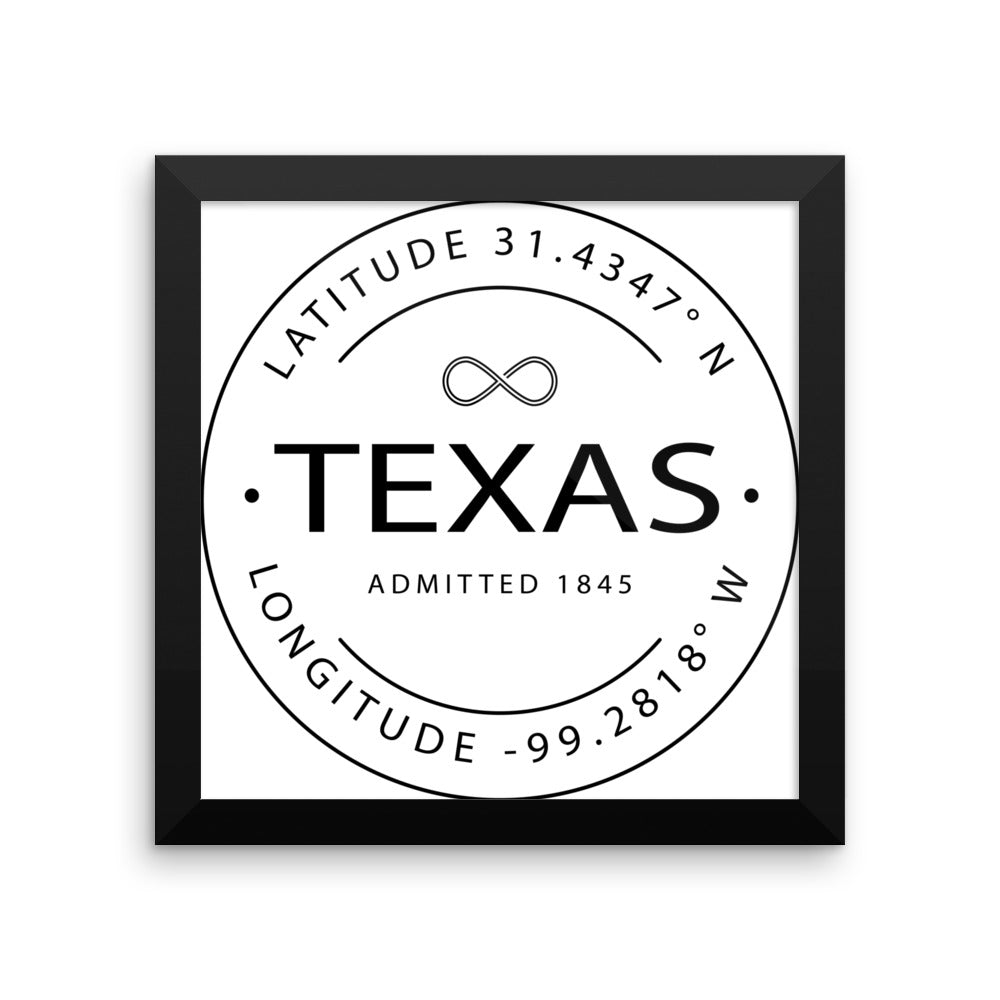 Texas - Framed Print - Latitude & Longitude