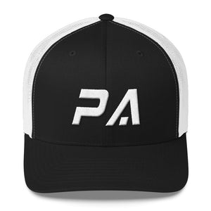 Pennsylvania - Mesh Back Trucker Cap - White Embroidery - PA - Many Hat Color Options Available