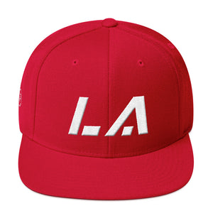 Louisiana - Flat Brim Hat - White Embroidery - LA - Many Hat Color Options Available