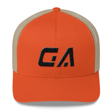 Georgia - Mesh Back Trucker Cap - Black Embroidery - GA - Many Hat Color Options Available