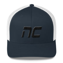 North Carolina - Mesh Back Trucker Cap - Black Embroidery - NC - Many Hat Color Options Available