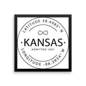 Kansas - Framed Print - Latitude & Longitude