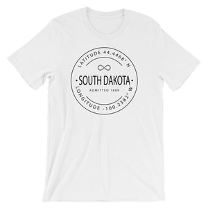 South Dakota - Short-Sleeve Unisex T-Shirt - Latitude & Longitude