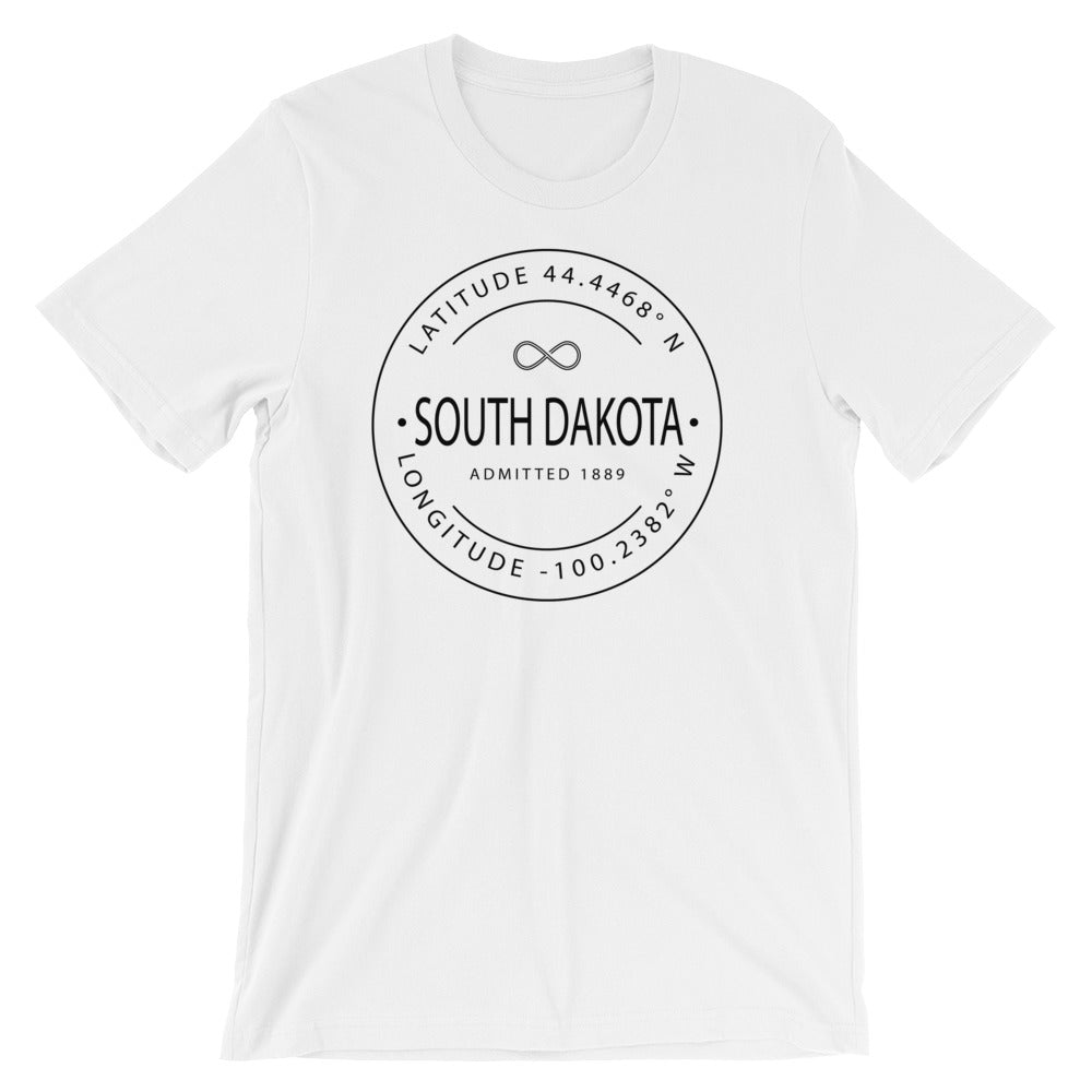 South Dakota - Short-Sleeve Unisex T-Shirt - Latitude & Longitude