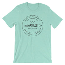 Massachusetts - Short-Sleeve Unisex T-Shirt - Latitude & Longitude