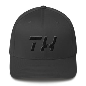 Texas - Structured Twill Cap - Black Embroidery - TX - Many Hat Color Options Available