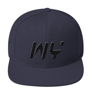 Wyoming - Flat Brim Hat - Black Embroidery - WY - Many Hat Color Options Available