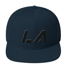 Louisiana - Flat Brim Hat - Black Embroidery - LA - Many Hat Color Options Available
