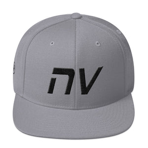 Nevada - Flat Brim Hat - Black Embroidery - NV - Many Hat Color Options Available