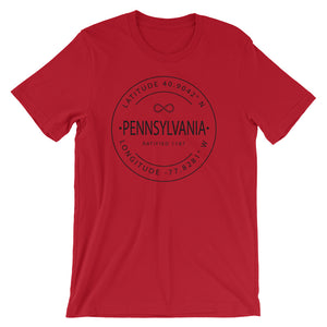 Pennsylvania - Short-Sleeve Unisex T-Shirt - Latitude & Longitude