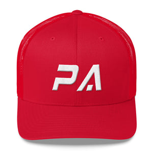 Pennsylvania - Mesh Back Trucker Cap - White Embroidery - PA - Many Hat Color Options Available